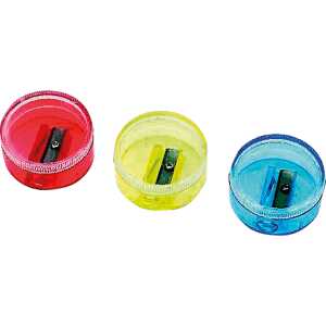 Dosenbleistiftspitzer, einfach, rund, Kunststoffspitzer, für Stifte Ø 8 mm, bunt gemischt