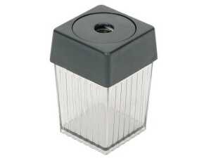 Dosebleistiftspitzer, einfach, quadratisch, Rauch-Schwarz, mit Metallspitzer, auf Blisterkarte