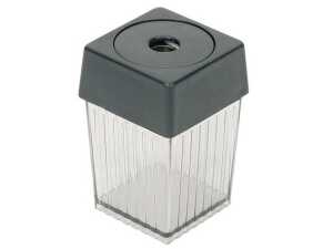 Dosebleistiftspitzer, einfach, quadratisch, Rauch-Schwarz