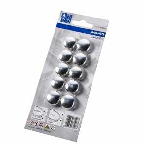 Haftmagnete, rund, silberfarben, Ø 20 mm, Blisterkarte à 10 Stück, Haftkraft 0,1 kg