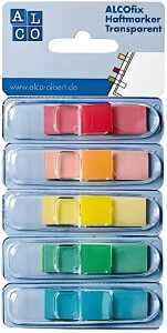 ALCOfix Haftmarker, bunt gemischt, transparent, 12 x 43 mm, je Farbe 25 Stück, im Spender