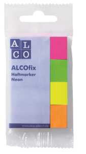 ALCOfix Haftmarker, Papier, Neon, 20 x 50 mm, je Farbe 50 Stück, Pink, Hellgrün, Gelb, Orange
