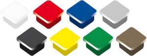 Haftmagnete, eckig, bunt gemischt, 13 x 13 mm, Schachtel à 10 Stück, Haftkraft min. 0,1 kp