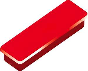 Haftmagnete, eckig, Rot, 13 x 40 mm, Schachtel à 10 Stück, Haftkraft min. 0,3 kp