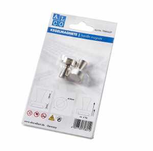 Kegelmagnet, stark, silberfarben, (Ø/H) 20/25 mm, Haftkfraft 4 kg, SB-Karte à 2 Stück