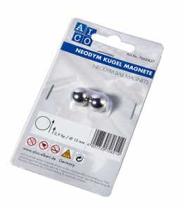 Kugelmagnete, Neodym, vernickelt, Ø 13 mm, Haftkraft 2,9 kp, SB-Karte à 2 Stück