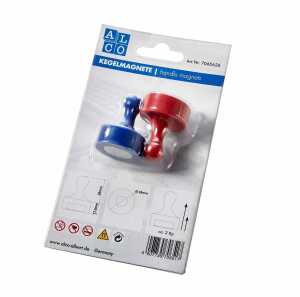 Kegelmagnet, stark, bunt gemischt, (Ø/H) 29/38,5 mm, Haftkraft 2 kg, SB-Karte à 2 Stück