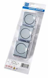 Magnetklemmer, verchromt, Haftkraft 15 Blatt DIN A4, (B/L) 38/45 mm, SB-Karte à 3 Stück