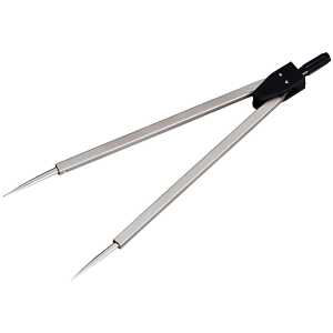 Marinezirkel, nickelfarben, matt, 180 mm, mit Zahngeradeführung in Einstecketu