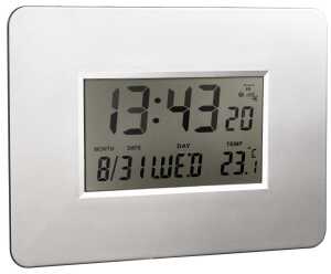 LCD-Funk-Uhr, Kunststoff, silber- farben, Alarm- & Kalenderfunktion, (B/T/H) 31/1,8/21