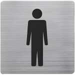 Piktogramm, WC Herren Edelstahl gebürstet, 90 x 90...