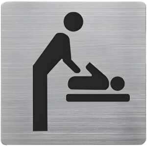 Piktogramm, Wickelraum Edelstahl gebürstet, 90 x 90 mm, mit Selbstklebepad