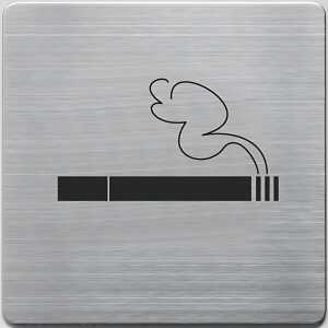 Alco Piktogramm Edelstahl Rauchen ja 90x90mm silber