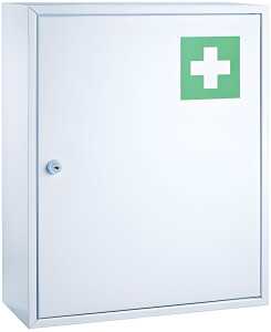 Erste-Hilfe-Verbandsschrank, Stahl, Weiß, 2 Einlegeböden, ohne Inhalt, (L/B/H) 36/45/15 cm