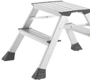 Trittleiter, Aluminium, 2-stufig, zusammenklappbar DIN 14183-B-2, TÜV/GS