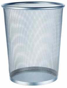 Papier-Abfallsammler, eckig, gelochtes Metall, silberfarben, (oben/unten/H) 25x25,19x19/34cm