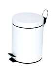 Tretabfalleimer, rund, Weiß, Stahlblech,...