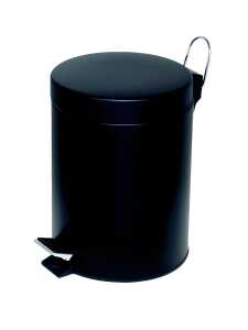 Tretabfalleimer, rund, Schwarz, Stahlblech, Kunststoffeinsatz, Inhalt 5 L, (H/Ø) 28,5/20,5 cm