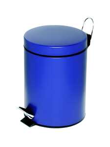 Tretabfalleimer, rund, Blau, Stahlblech, Kunststoffeinsatz, Inhalt 5 L, (H/Ø) 28,5/20,5 cm