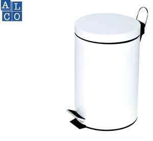 Tretabfalleimer, rund, Weiß, Stahlblech, Kunststoffeinsatz, Inhalt 12 L, (H/Ø) 39,5/25,5 cm