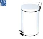 Tretabfalleimer, rund, Weiß, Stahlblech,...