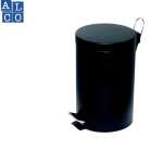 Tretabfalleimer, rund, Schwarz, Stahlblech,...