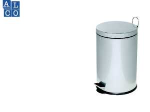 Tretabfalleimer, rund, verchromt, Stahlblech, Kunststoffeinsatz, Inhalt 20 L, (H/Ø) 45,5/29,5 cm