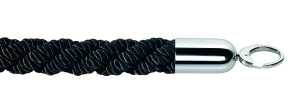 Kordel, Nylon, gedrehte Schlinge, Schwarz, (L/Ø) 150/3 cm, Klemmhaken verchromt