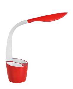 LED-Tischleuchte, Rot-Weiß, 4-fach dimmbar, Schreibtischbutler, flexibler Lampenarm, 230 V, 7 W