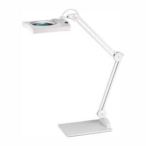 LED-Lupenleuchte, Weiß, eckig, Abdeckung, Standfuß, 62 LEDs, Glaslinse 6,2, 5 Dioptrien, 15W