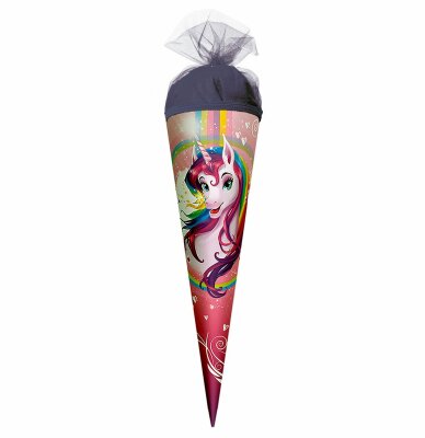 Roth Motiv-Schultüte, Einhornportrait, 22 cm, rund, Tüllverschluss