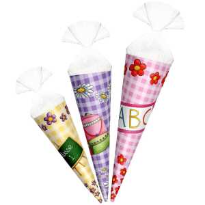 Roth Schultüte 15/12,5/10cm rund 3er Set Anhängetütchen