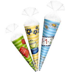 Roth Schultüte 15/12,5/10cm rund 3er Set Anhängetütchen