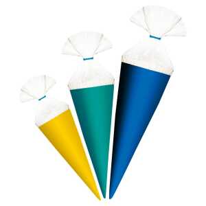 Roth Schultüte 15/12,5/10cm rund 3er Set Anhängetütchen Uni