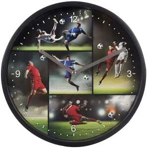 Lets Kick It Wanduhr, Wanduhr mit coolem Fußballmotiv, D 25,5 cm