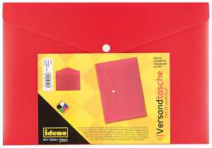 IDENA Idena Versandtasche C4 PP, transluzent rot, Druckknopfverschluß