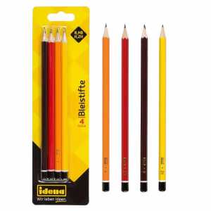 Idena 20004 Bleistift FSC 100%, Härte H/HB/B/2H, 4 Stück
