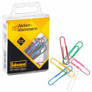 Idena 12079 - Aktenklammern 50mm, 30 Stück, kunststoffummantelt