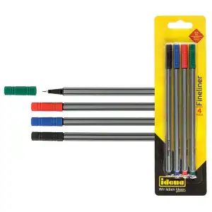 Idena 516186 - Fineliner 4 Stück, Strichstärke 0.4 mm