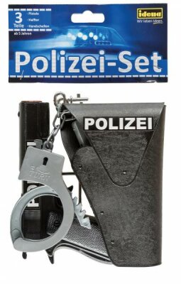 Idena 8040007 - Polizei- Set, Pistole, Halfter und Handschellen, 3-teilig