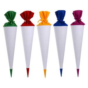 Goldbuch Bastelschultüten Sortiment weiß mit farbigem Filzverschluss & Spitze