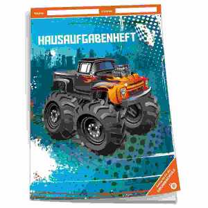 HA Grundschule Monstertruck A5, 96 Seiten pro Tag 1 Farbe mit Umschlag