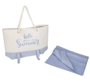 Strandtasche mit Tuch Hello Summer 53x40x12cm, - Tuch: ca. 90x155cm