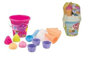 Eimergarnitur Eis 14tlg 2f sort Eimer Sieb Portionierer 11 formen