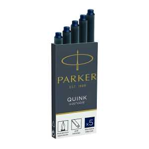 Parker Tintenpatrone Quink - schwarz-blau, 5 Patronen