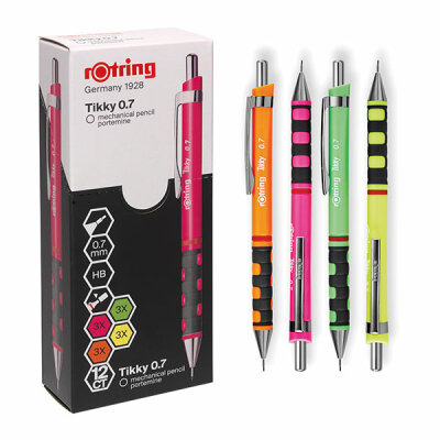 ROTRING  Tikky 0,7 Neon - sortierte Farben 
je 3 Stück Neon Orange/Neon Pink/Neon Grün/Neon Gelb