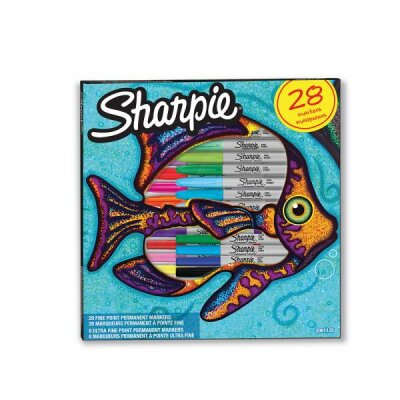 SHARPIE Marker Sharpie Fein Rundspitze + Ultrafein - 28er Big Box "Fish" UF + F siehe Komm.