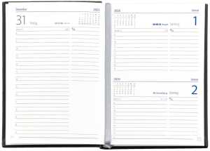 2027  GÜSS Taschenkalender 1T. = 1S., Einband Tucson grau