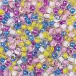 Böhmische Rocailles Ø 25 mm Glas rosa blau...