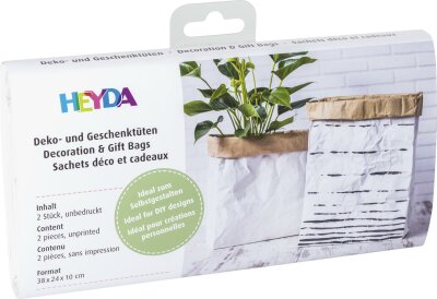 HEYDA 203089351 Papier-Dekobeutel 380 x 240 x 100 mm Kraft-Papier doppellagig weiss/natur unbedruckt